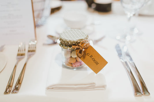 Wedding favour in a personalised jar