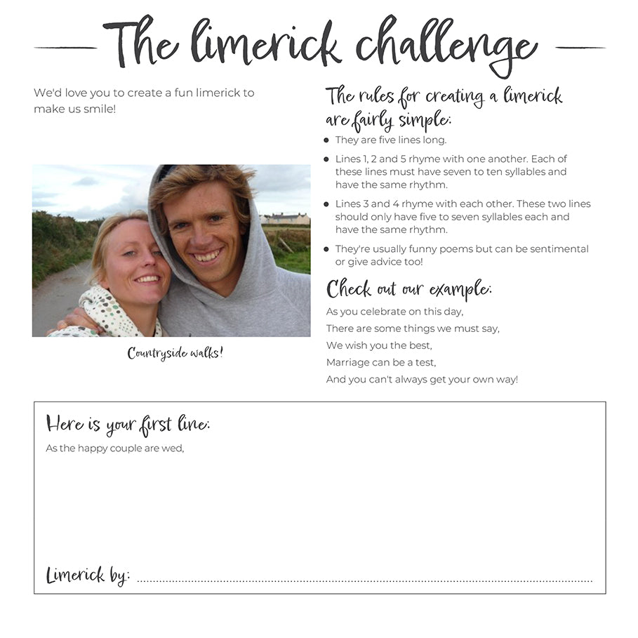 The Limerick Challenge - Wedding Favours and Wedding Games